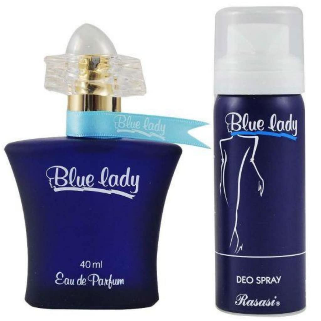 RASASI Blue Lady EDP 40ml with DEO 200ml | Unique Refreshing Mint and Citrus Notes with warm Woody notes