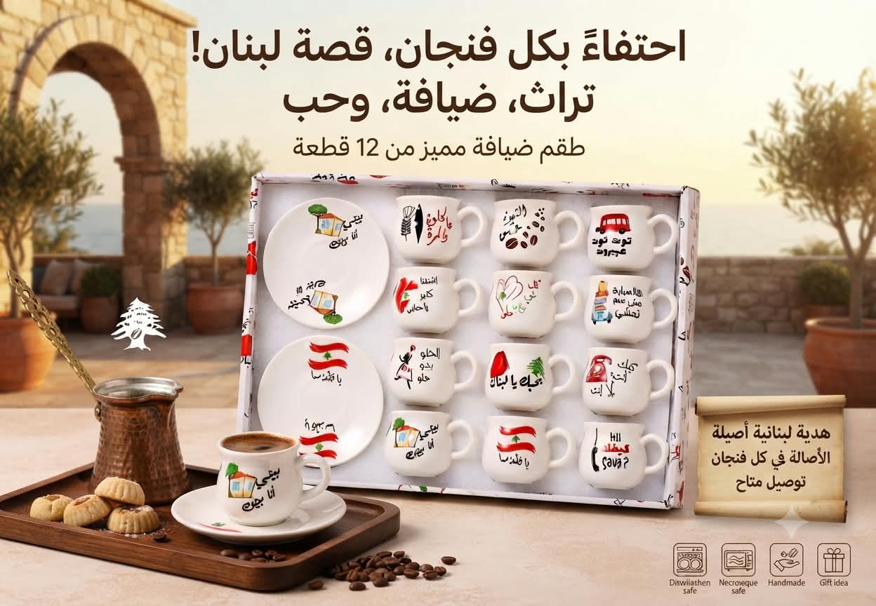 فنجان قهوة لبناني مع صحن ك